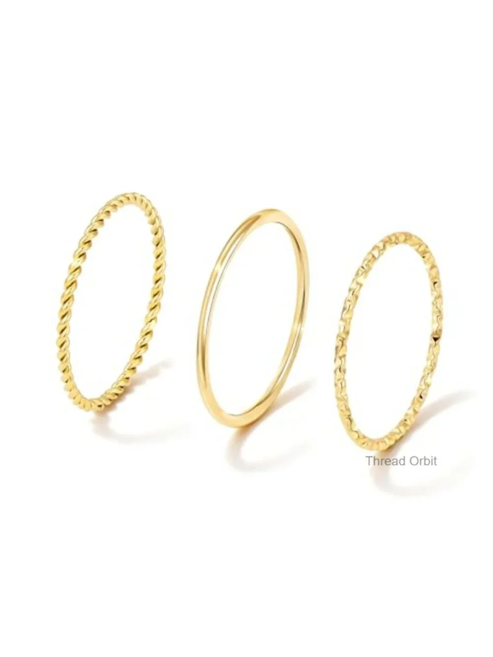 14K Gold Plated Stackable Thin Thumb Ring Set Trendy Pinky Wedding Bands